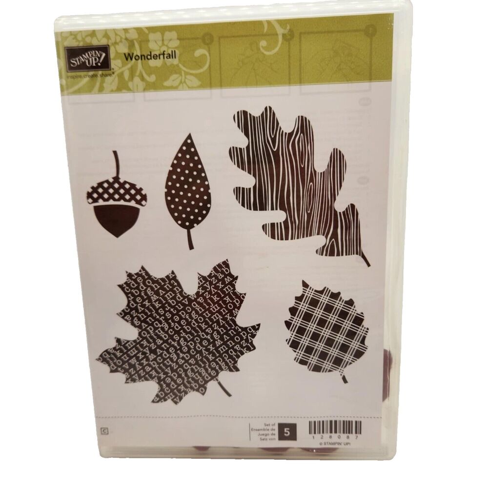Stampin Up Wonderfall Cling Stamp Set Unmounted Autumn Leaves Textured